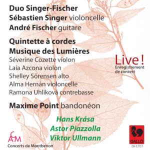 Quintette Musique des Lumières, Duo Singer-Fischer, Maxime Point – Astor Piazzolla: Double Concerto – Five Tango Sensations – Hans Krása: Theme and Variations for String Quartet – Viktor Ullmann: String Quartet No. 3, Op. 46 (Live)